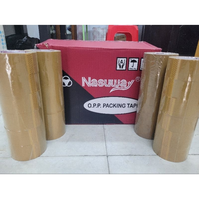 

LAKBAN NASUWAY O.P.P PACKING TAPE MURAH / BENING / COKLAT 48mm X 100 yard #1 ROLL ISI 6pc