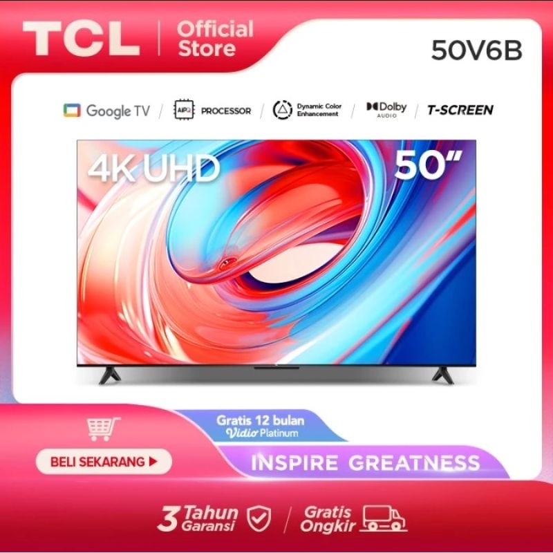 TCL 50INCH GOOGLE TV 4K UHD 50V6B