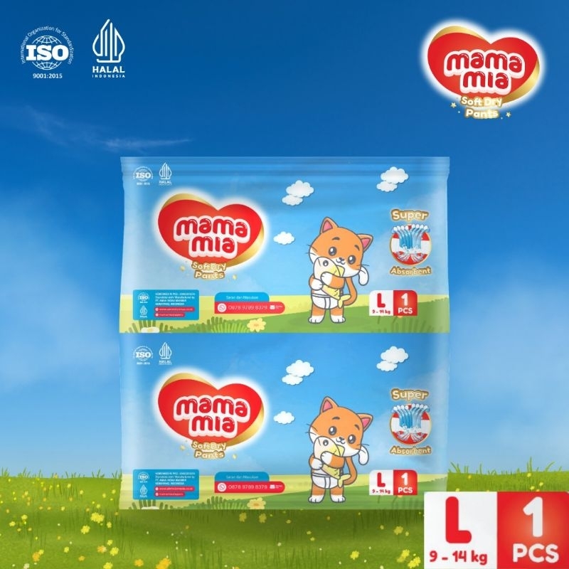 MAMAMIA Termurah (Renceng) Popok Bayi Celana Premium Size S M L XL 1x6 Pcs - Super Lembut Extra Keri