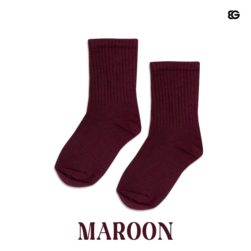 Briffgold - Kaos Kaki Anak Polos Warna Maroon Panjang Premium 1 - 6 Tahun