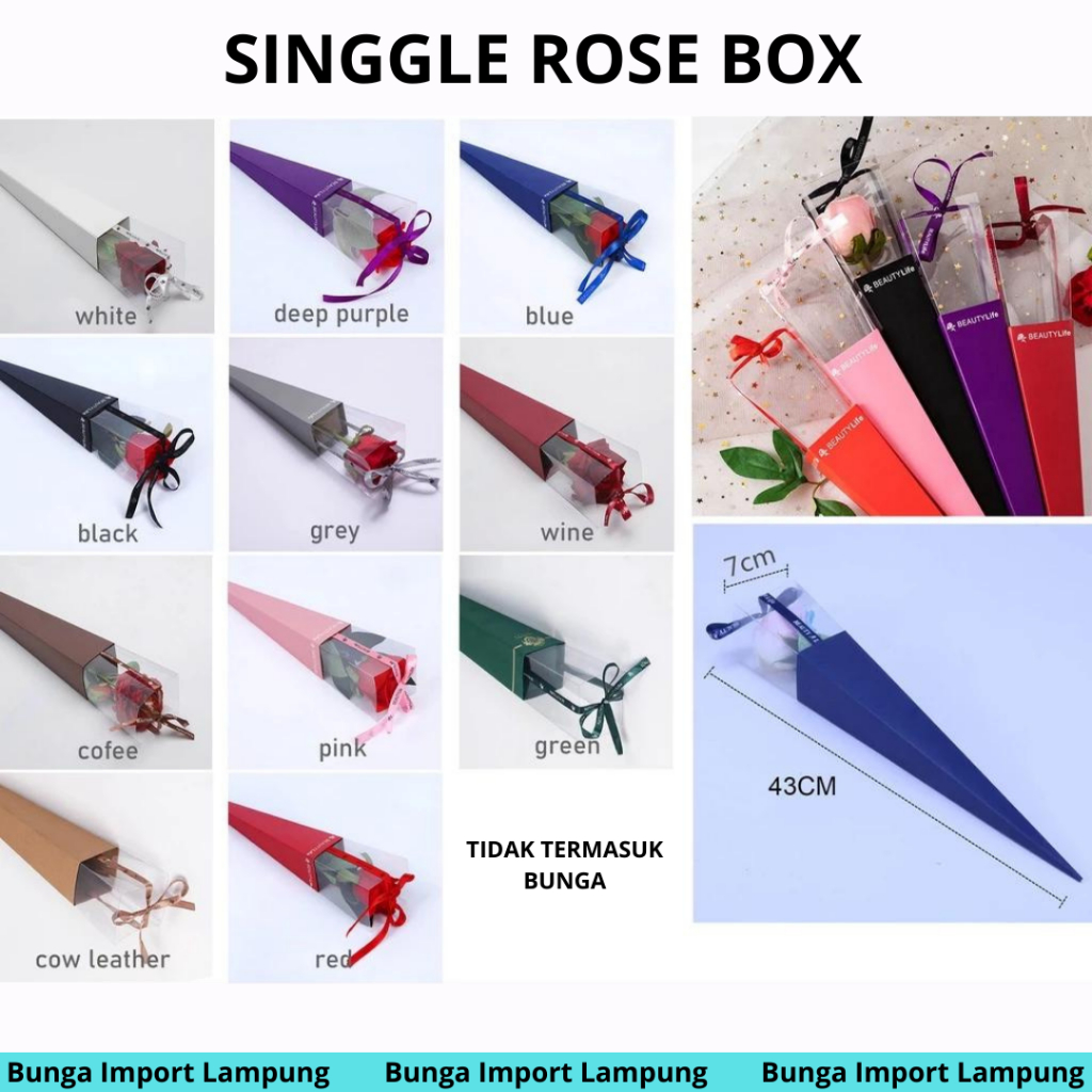 

(Pack)Singgle Rose Box Wadah Bunga isi 10 (tidak termasuk bunga)