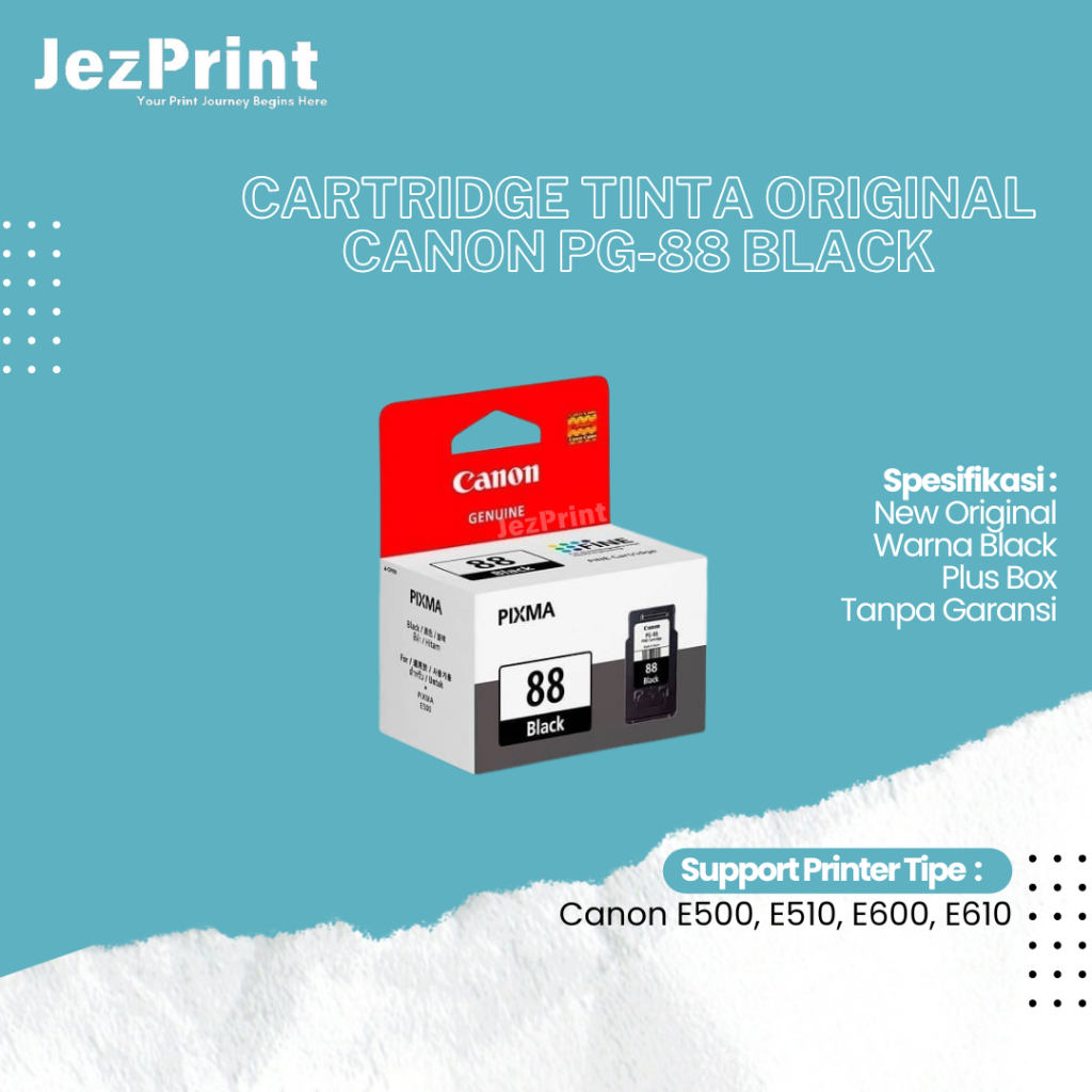 Cartridge Original Canon PG88 Black, Tinta PG-88 Printer Canon E500 E510 E600 E610 Cartridge Canon