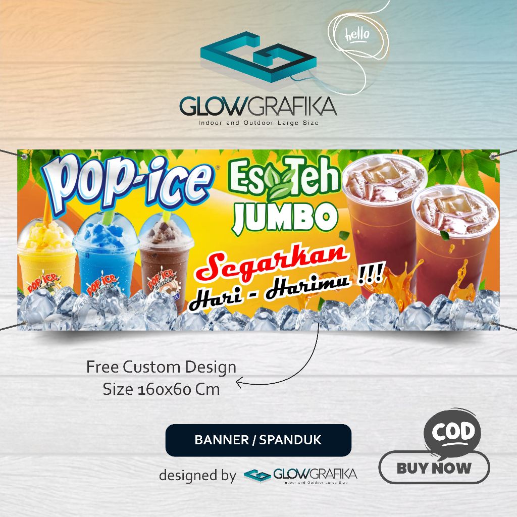 Cetak Spanduk Banner Pop Ice ES Teh Jumbo