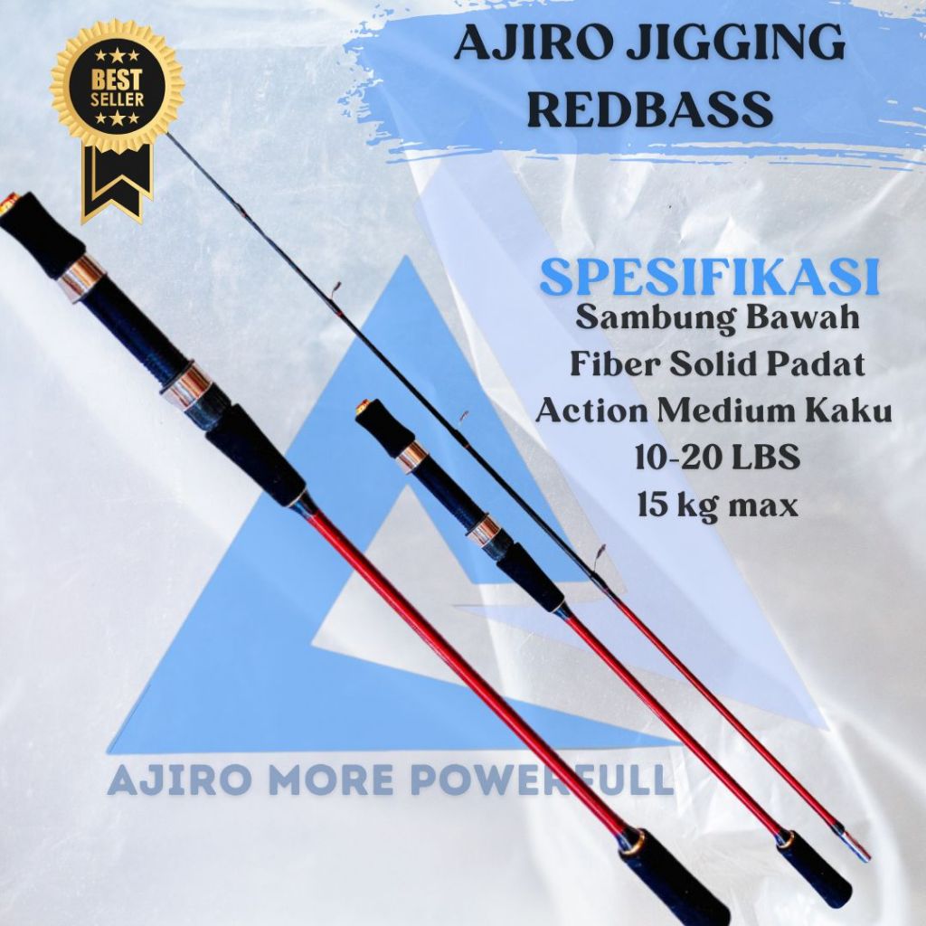 joran pancing ajiro jigging redbass 150 165 180 198 cm fiber solid jigging laut  termurah bisa cod