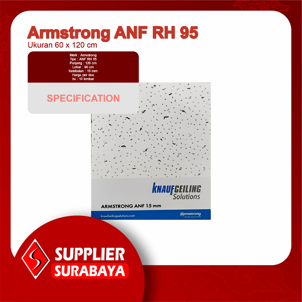 DUS ARMSTRONG ANF RH 95 / Papan Plafon Akustik Armstrong ANF RH 95 Ukuran 60X120cm / PLAFON AKUSTIK 