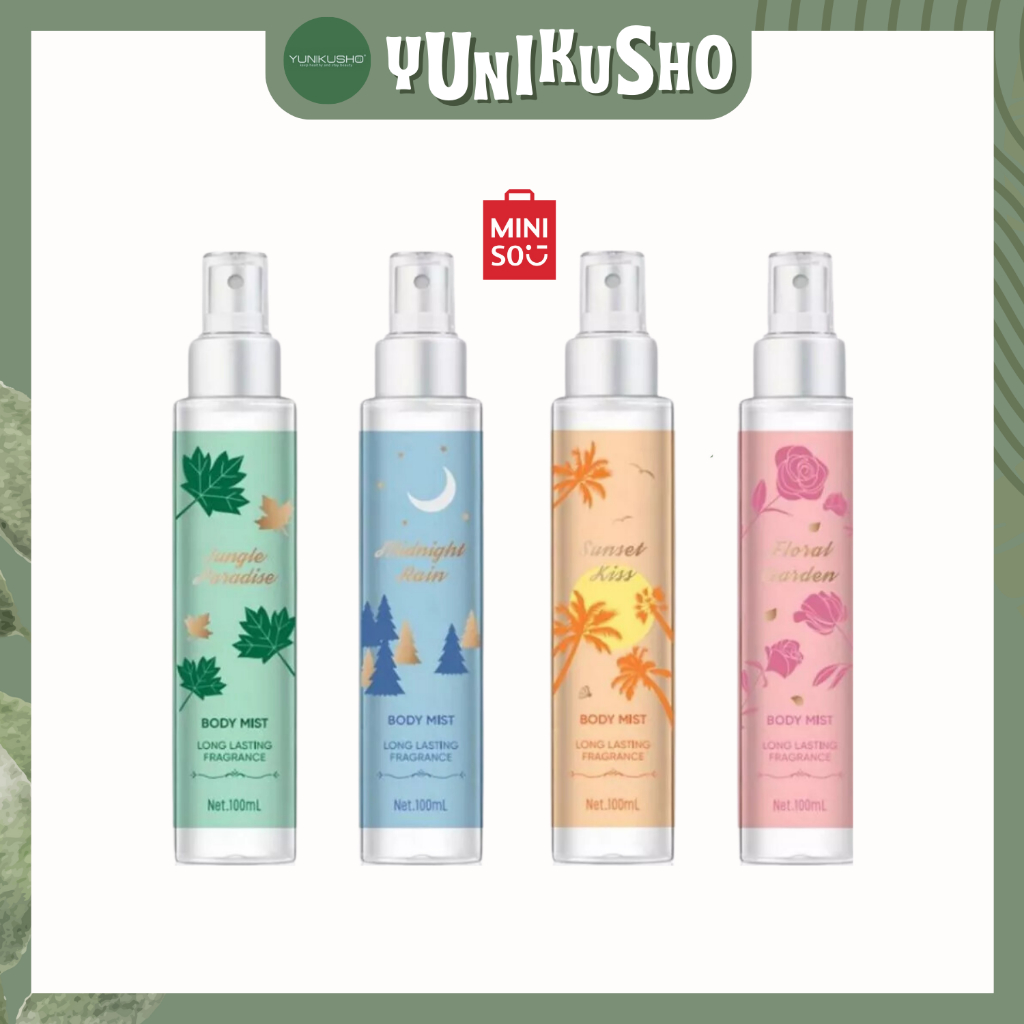 MINISO Body Mist 100 ml - Jungle Paradise - Sunset Kiss - Floral Garden - Midnight Rain