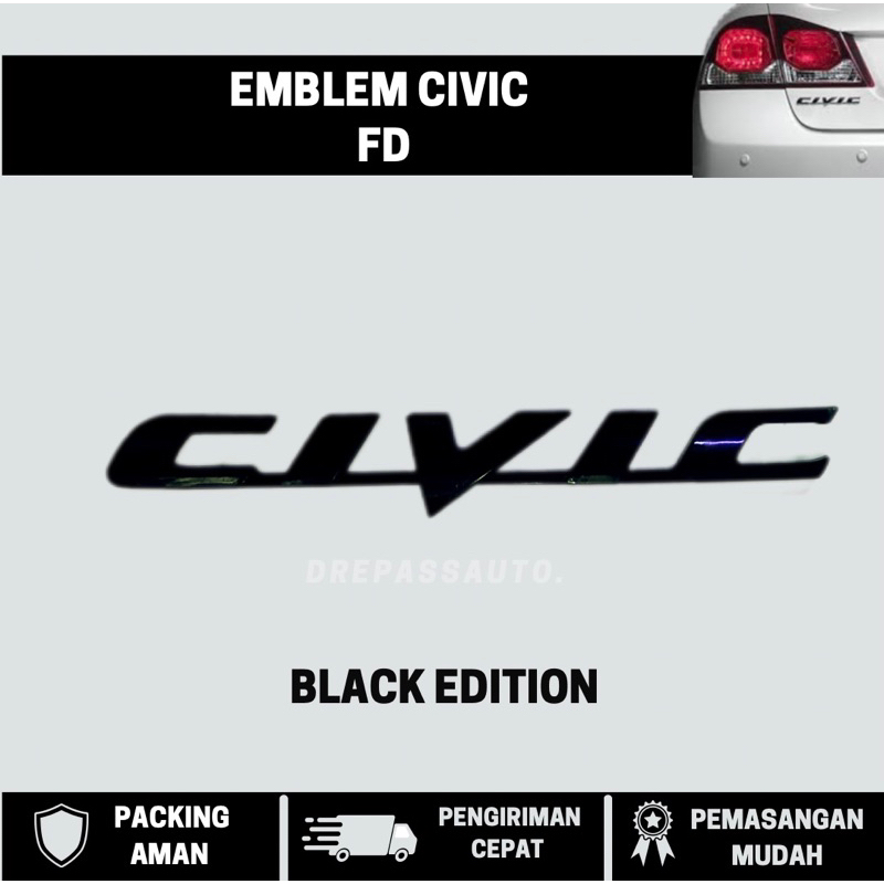 EMBLEM CIVIC FD || EMBLEM BLACK CIVIC FD || EMBLEM CIVIC