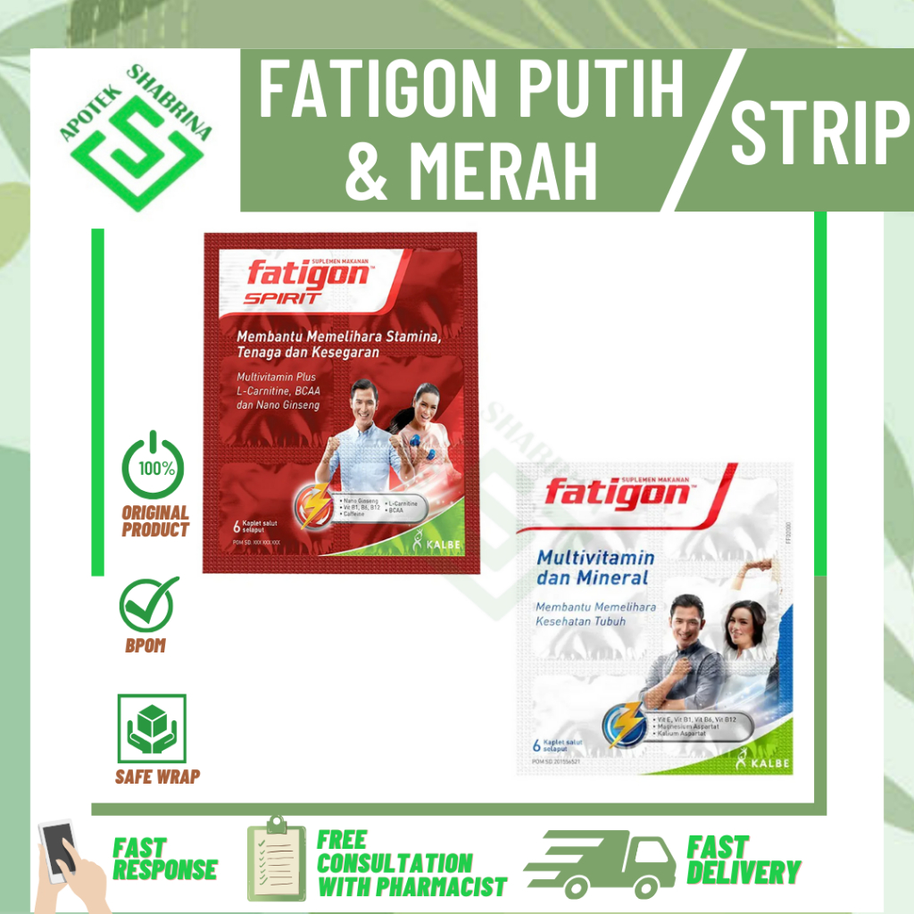 Fatigon spirit, promuno, putih/ Suplemen kesehatan/ stamina/ pegal/ kram/ daya tahan tubuh