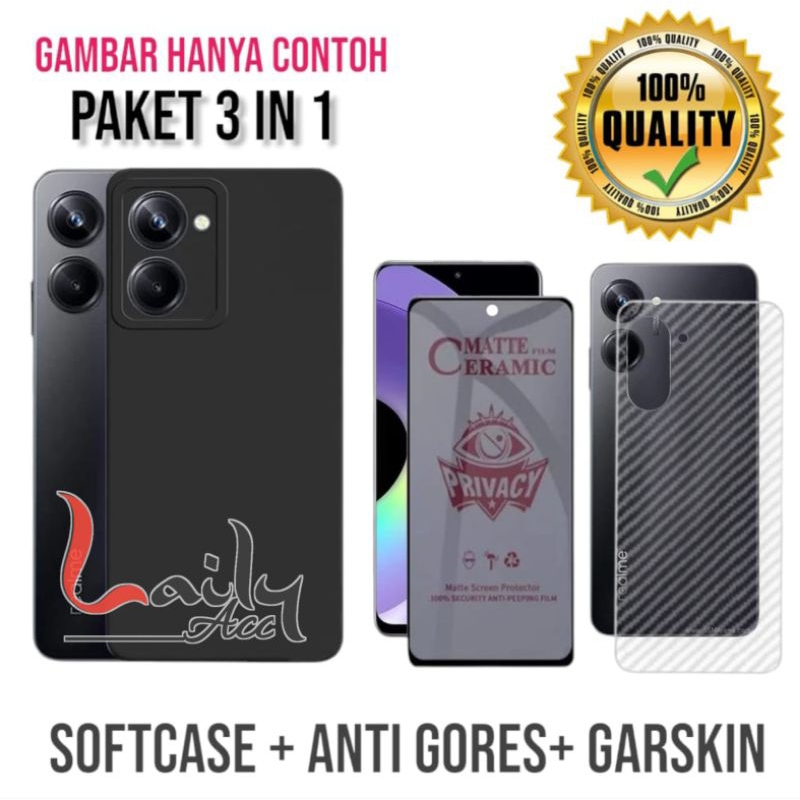 PAKET 3 in 1 REALME 5 5i 5 Pro 3 Pro C53 C63 C61 8 8i SOFT CASE PRO CAMERA BLACK TG SPY DAN ANTI JAM