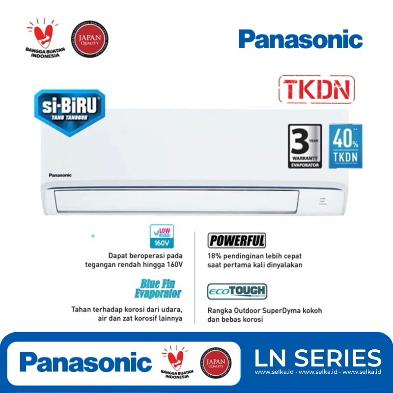 PANASONIC CS-LN9WKJ SI-BIRU AC SPLIT 1 PK STANDARD - PUTIH