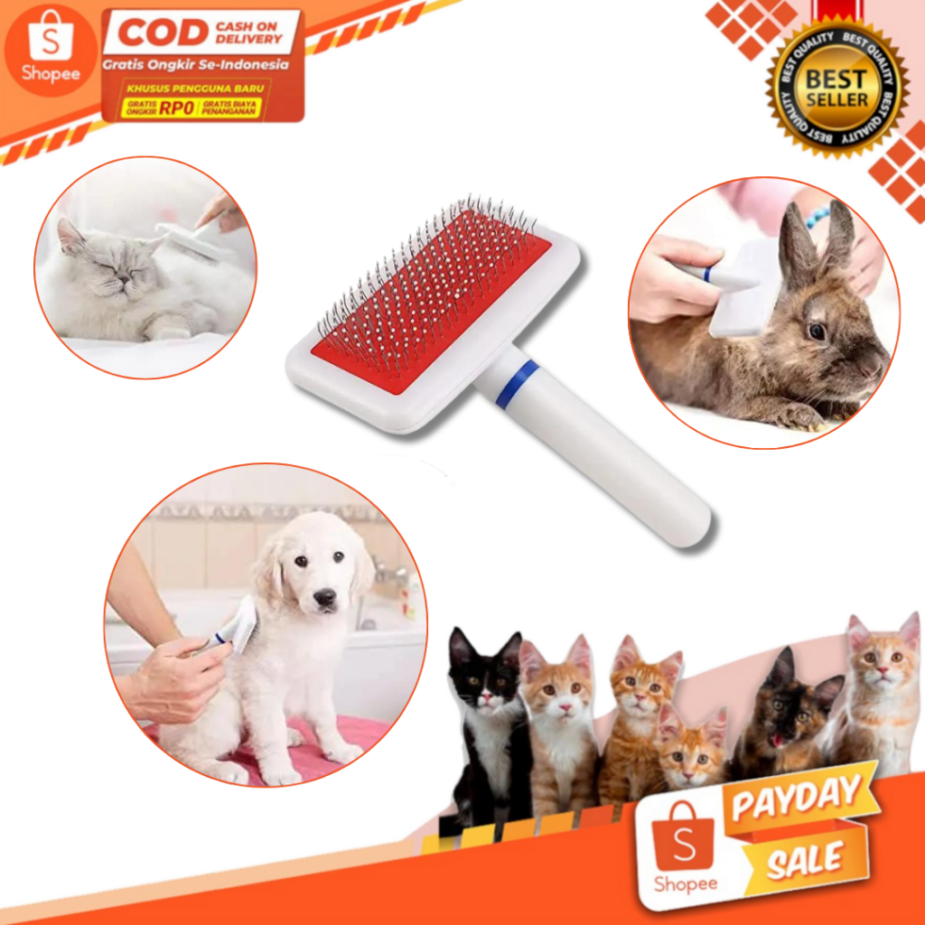Sisir Bulu Kucing Anjing Hewan Peliharaan / Sisir Ujung Kawat halus / Sisir Kucing Kawat Lembut