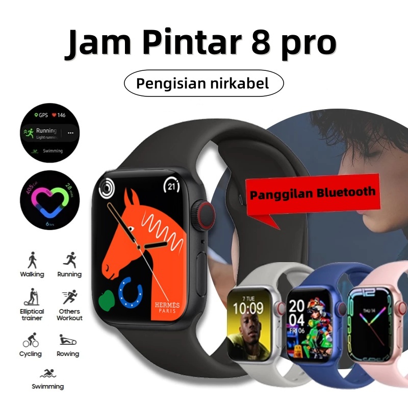 Smartwatch 8 Pro Layar Penuh Tahan Air Intelligent Voice Assistant Bluetooth Call Watch Monitor Deta