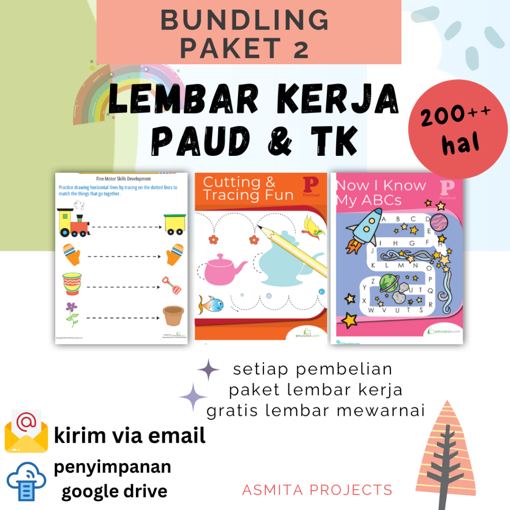 [TERMURAH] Worksheet Anak PAUD dan TK - 200 Lembar ++ LENGKAP