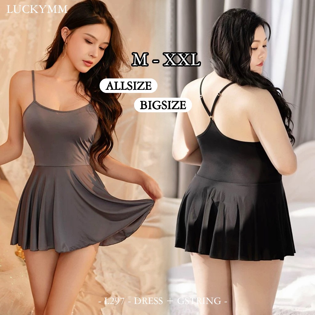 Luckymm Sexy Lingerie Jumbo Baju Tidur Sexy Lingerie Wanita Bahan Spandek Premium / Sleepwear