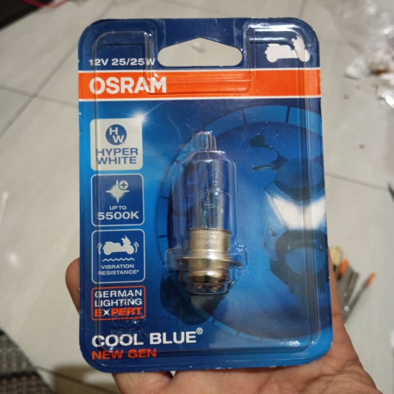 bohlam lampu depan motor osram sinar putih osram original 12v 25/35 watt