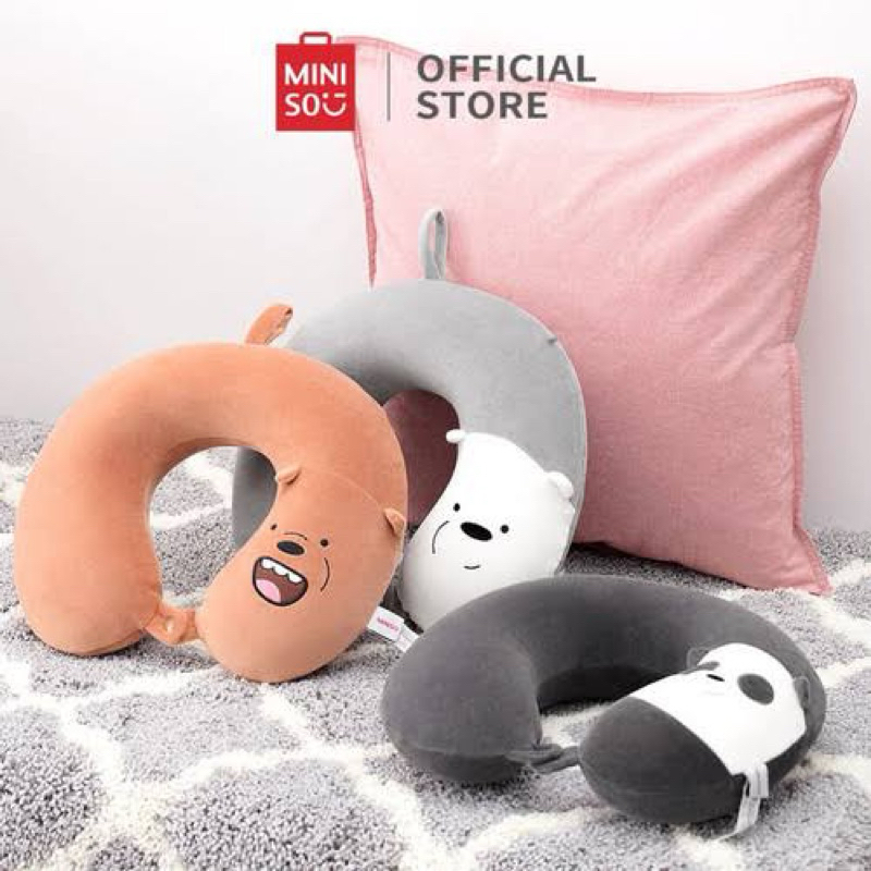 Miniso We Bare Bears Neck Pillow / Bantal leher we bare bears