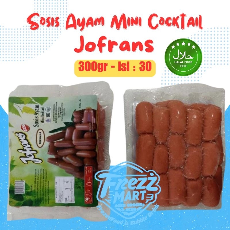 

Jofrans Sosis Ayam Mini koktail isi 30 300gr Chicken Franks Cocktail Sausage.