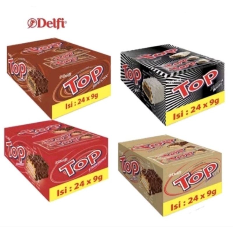 

Delfi Top Wafer 1 Box Isi 24 Pcs Sachet 24Pcs Coklat