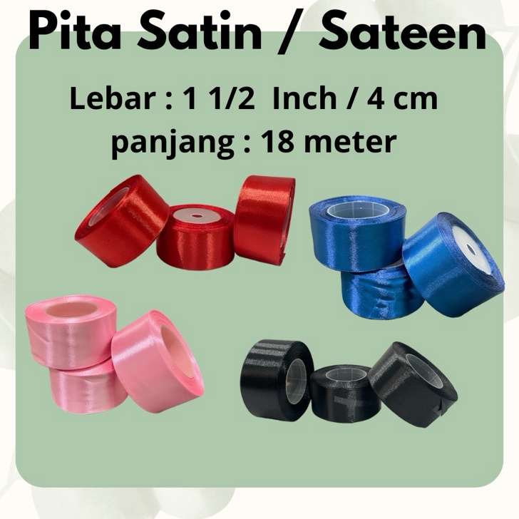 

MAKSIMAL Pita Satin 1 12 inch 4cm 1 Roll 18 meter Pita Sateen pita kado pita hadiah
