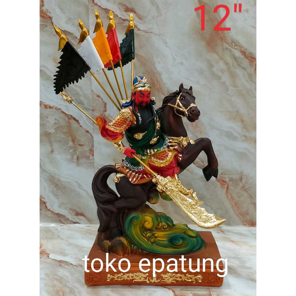 patung dewa kwan kong / kwan kung - kuda - 12 inch - fiber - l1 - l24