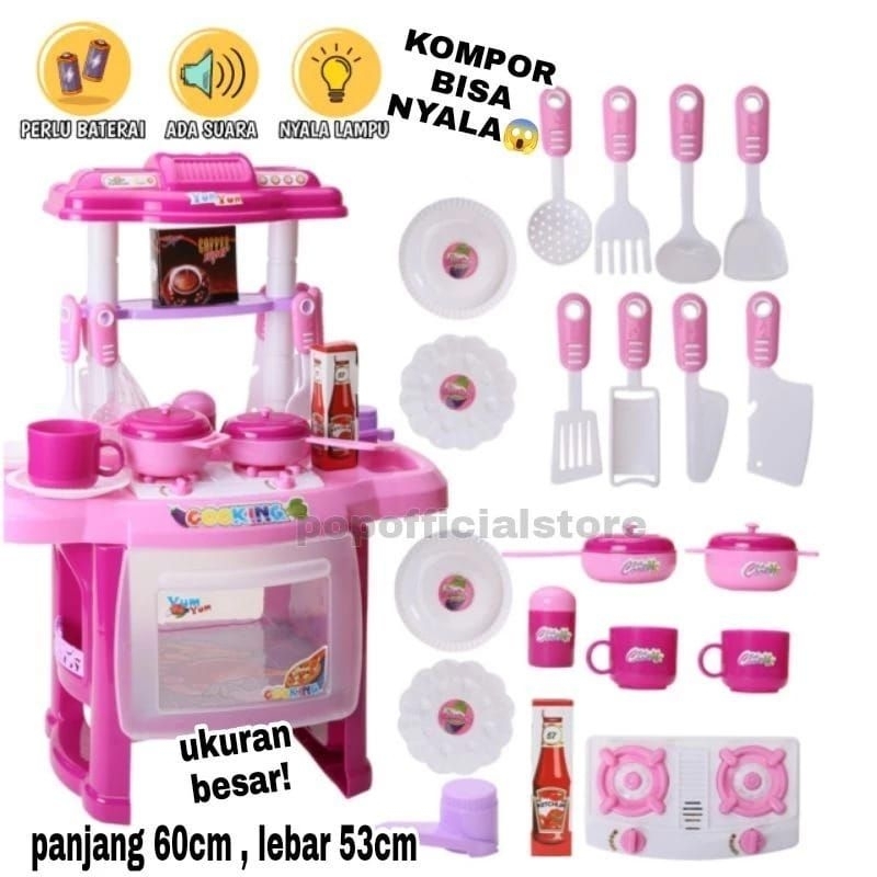MAINAN KITCHEN SET JUMBO - MAINAN MASAK MASAKAN BISA NYALA UKURAN BESAR- MAINAN ANAK PEREMPUAN