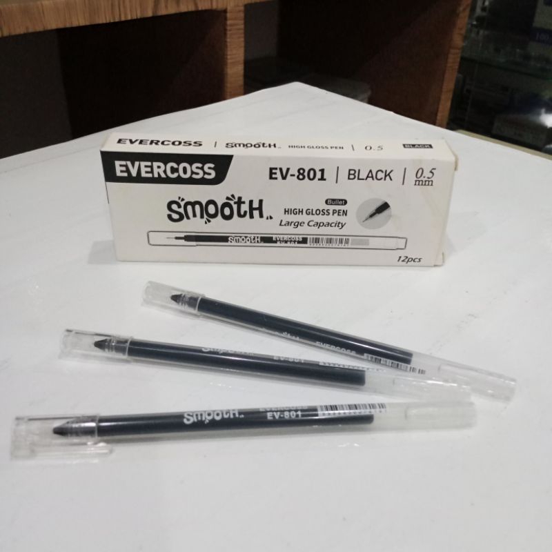 

(12 Pcs) Pulpen Smooth EVERCOSS Hitam 0,5mm EV-801