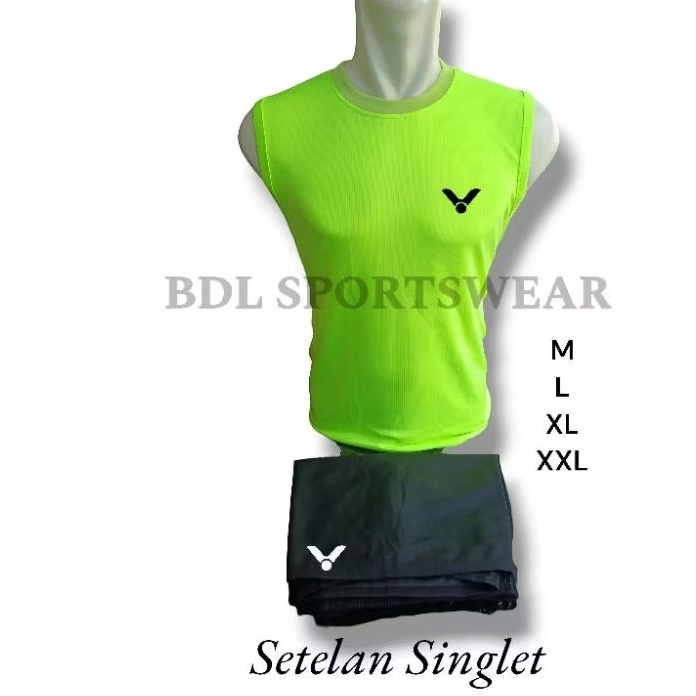 Setelan Jersey Singlet Lekbong Baju Olahraga Badminton Bulutangkis Pakaian Polos Simpel Pria Wanita 