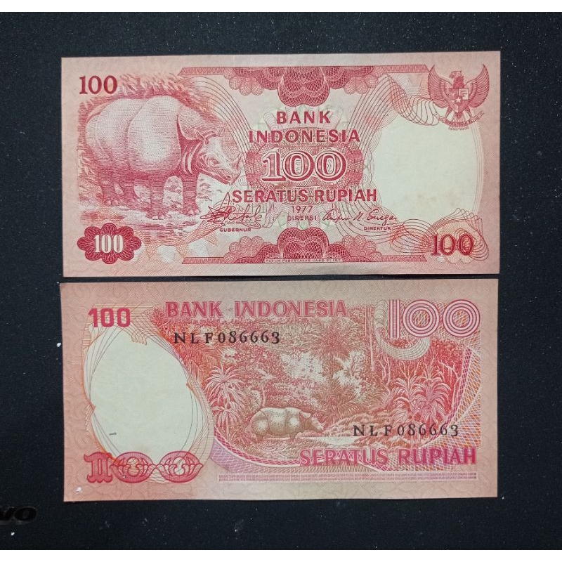 

Uang Kertas Kuno Indonesia100 Rupiah Badak 1977