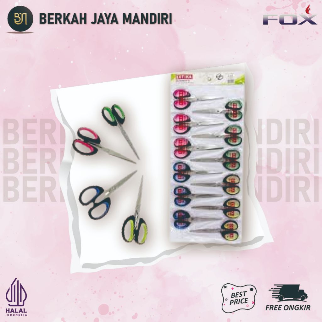 

[Renteng] Gunting Estika Fox | Gunting Stainless Pemotong Kertas 12 PCS