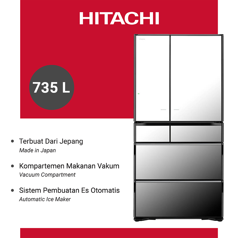 HITACHI Kulkas Crystal Mirror 735 Liter Japan Series ZX740KN