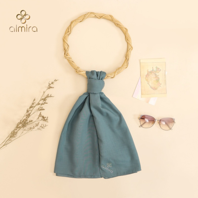 ALMIRA SHINE VOAL PREMIUM SCARF Kerudung Hijab Segi Empat warna Army