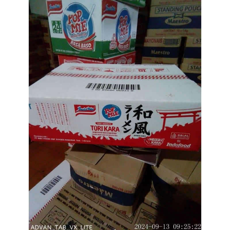 

POP MIE TORI KARA RAMEN KUAH RASA AYAM PEDAS CUP 1 KARTON ISI 12 CUP X 77 GR EXP BULAN 4 2025