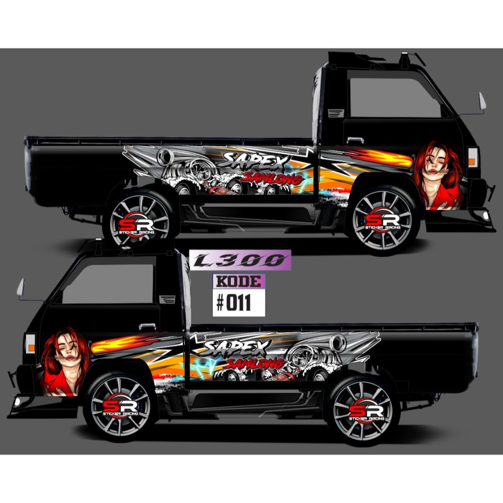 STICKER STICKER MOBIL SAPEX SAMLONG / MOBIL L300 READY STOCK BISA CUSTOM WARNA DAN NAMA