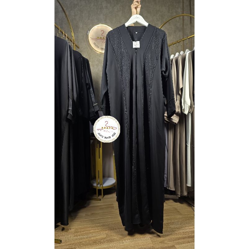 Kode K Abaya Import Madinah original baru arab saudi bordir jetblack swarovski hitam muslimah style 