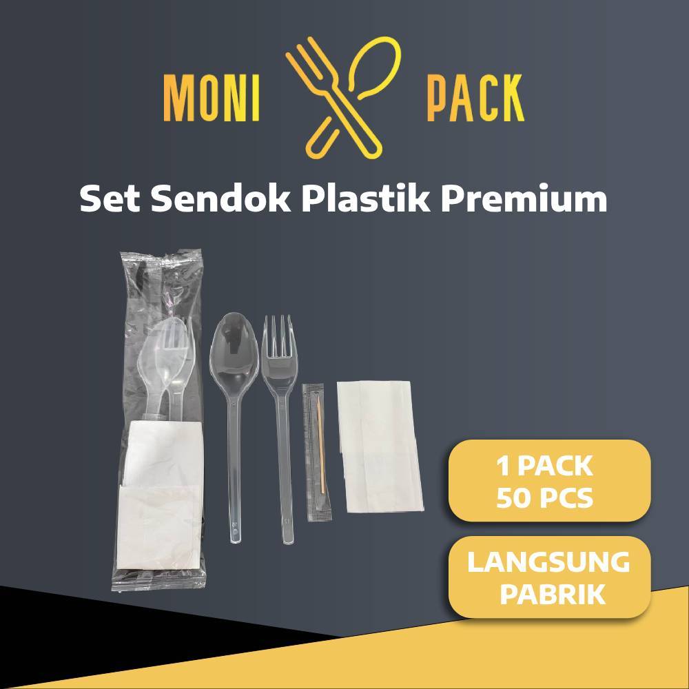 Sendok Set Plastik Tisu Tusuk Gigi Bening Motif Plastik Bening/ Set Sendok Plastik Tebal Premium