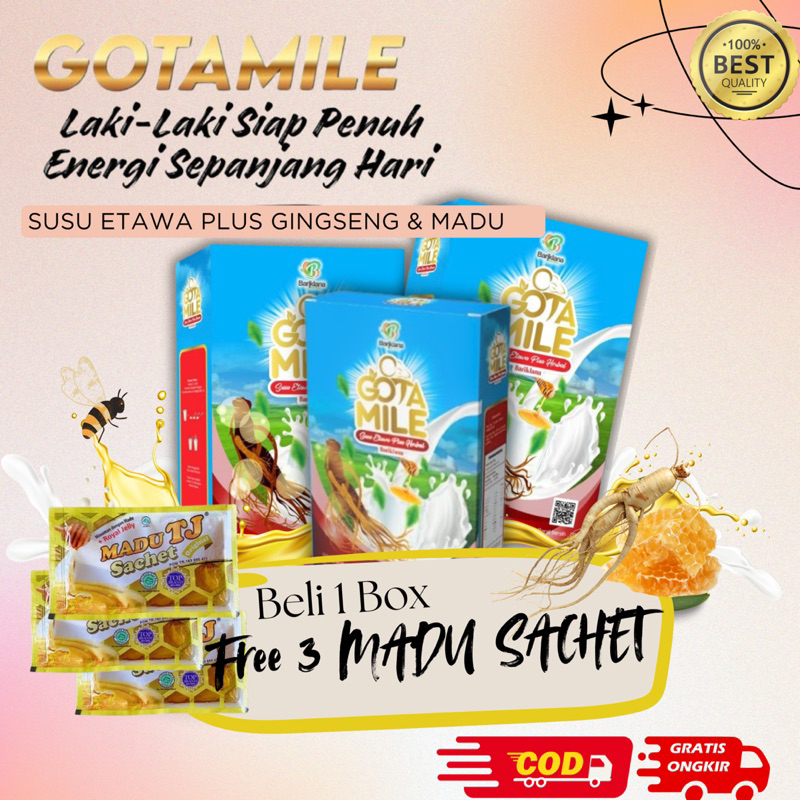 

GOTAMILE SUSU ETAWA & GINGSENG[1Box Free 3Sachet Madu] Strong Saat Berhubungan,Menguatkan Otot &tulang, Menjaga Kesehatan Prostat