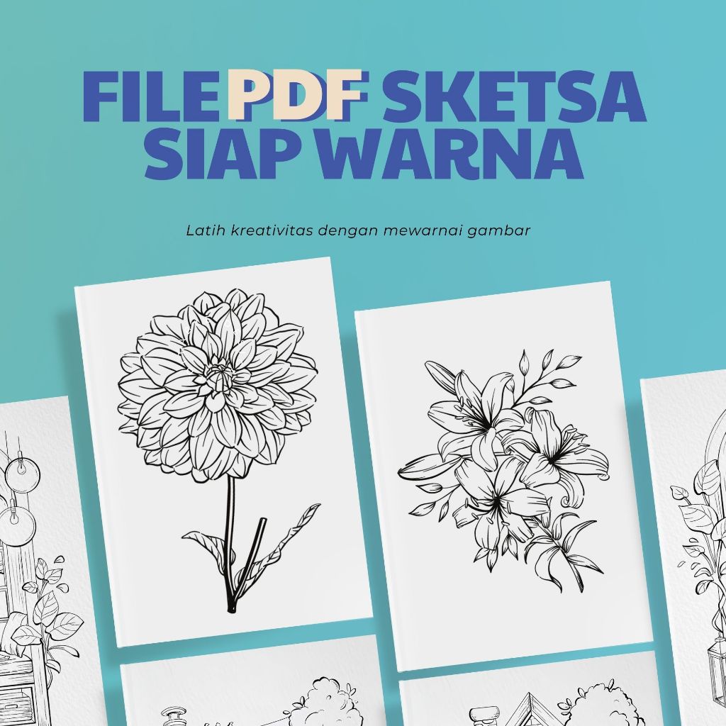 

Lembar buku sketsa gambar mewarnai worksheet anak-anak paud tema Bunga pdf only