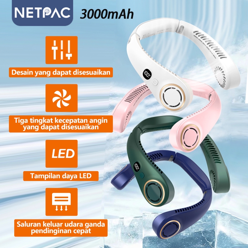 【Garansi 1 tahun】NETPAC Kipas Angin Gantung Leher Portabel Kipas Leher Listrik Premium 3000mAh USB F