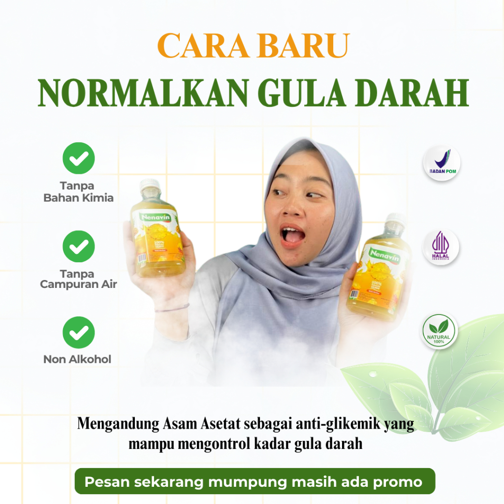 

NENAVIN - CUKA Nanas Asli 300ML - Lawan Diabetes - Gula Darah - Asam Urat - HALAL BPOM - COD