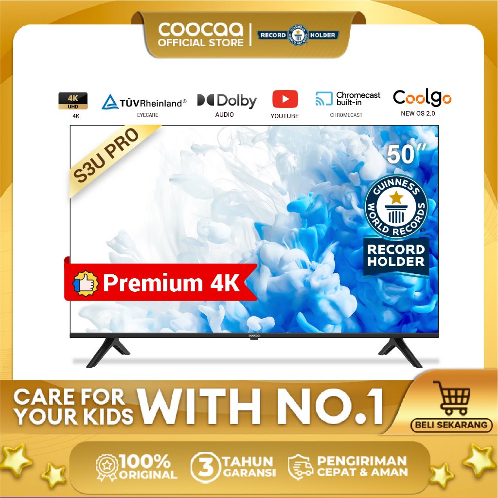 COOCAA 50 inch Smart TV - Digital TV - 4K - UHD - Dolby Audio - Youtube - Mirroring - Boundless -Bro