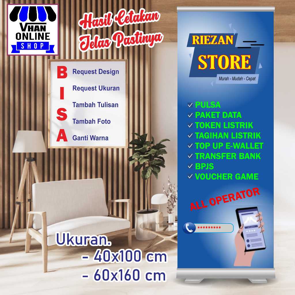 Spanduk Banner Custom Konter HP Atau Toko Aksesoris HP