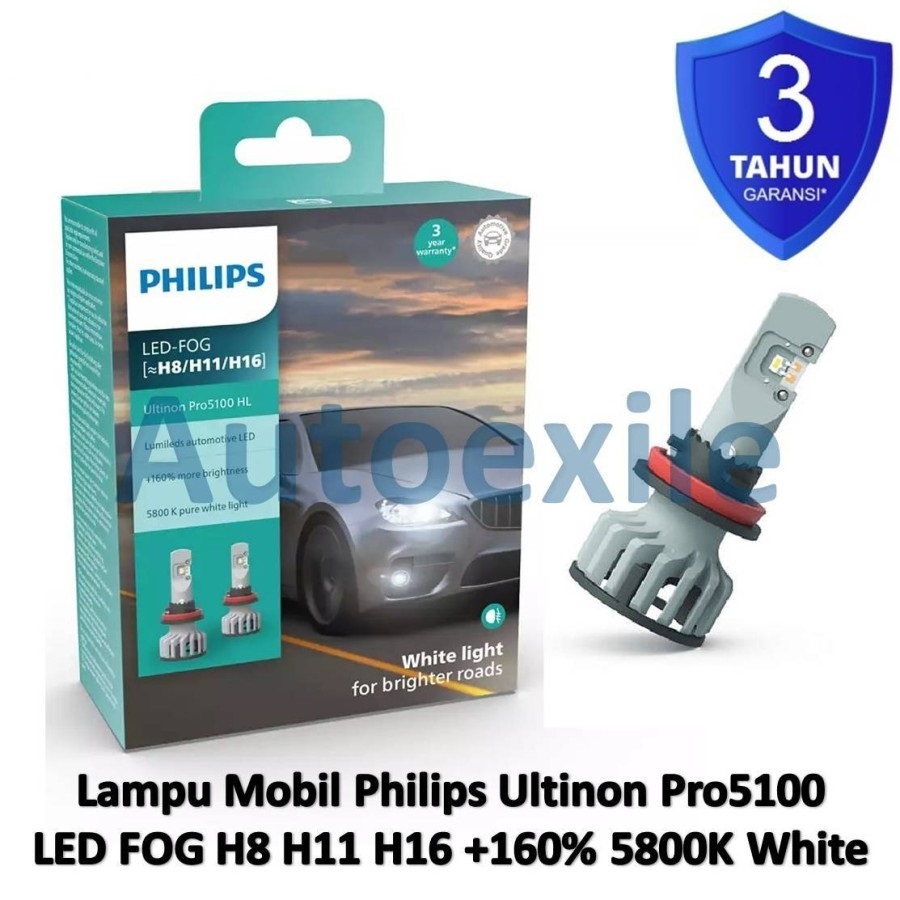 Philips Ultinon Pro5100 LED FOG H8 H11 H16 Putih Pengganti Pro5000 Lampu Kabut Mobil Calya Mobilio F