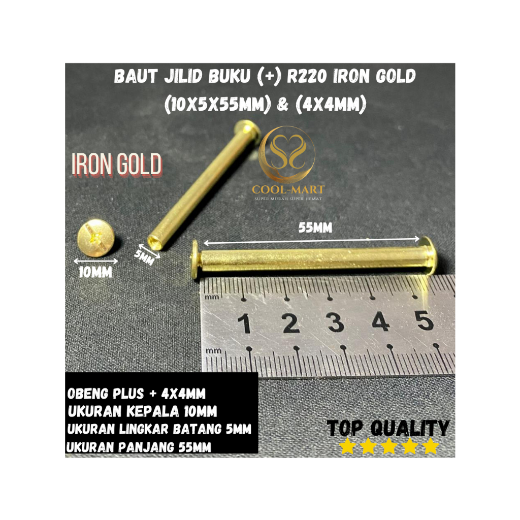 BAUT JILID BUKU (+) R220 IRON GOLD (10X5X55MM) & (4X4MM)
