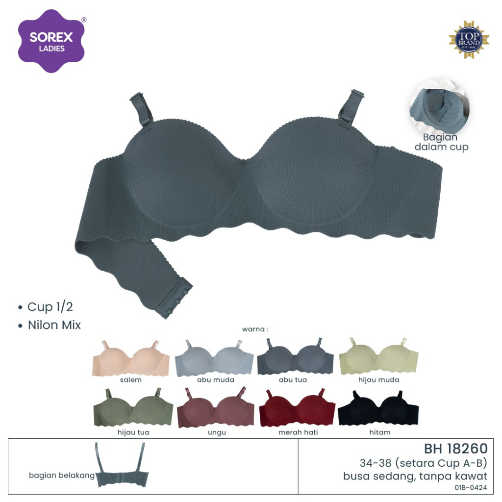 (isi 2 pcs) Sorex Push Up Bra/BH Seamless Sorex 18260 Cup A ke B 1/2 Cup Tanpa Kawat Life Style Bra