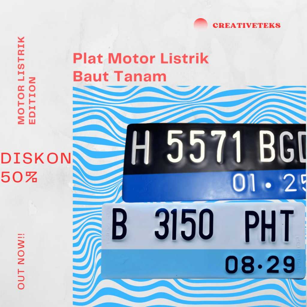 Angka Plat Motor listrik Baut Tanam Variasi Timbul