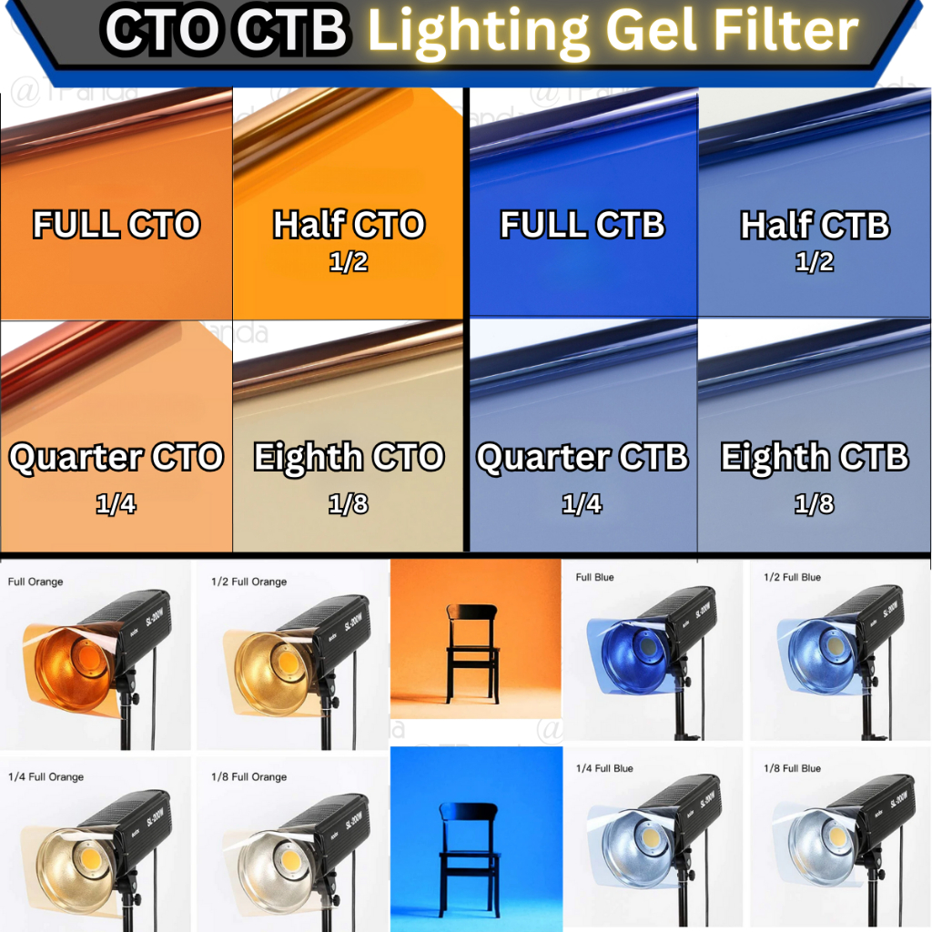 CTO CTB Gel Filter Color Temperature Orange Blue Efek Warna Video Foto