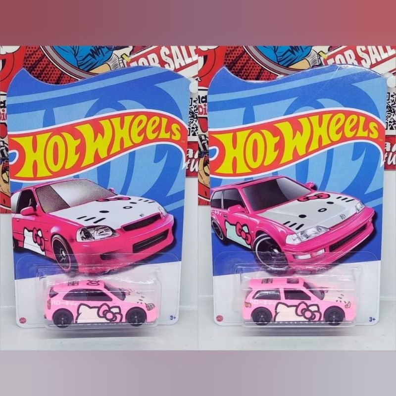 HOTWHEELS LIMITED CUSTOM - HONDA CIVIC TYPE R EK9 & CIVIC EF (HELLO KITTY)