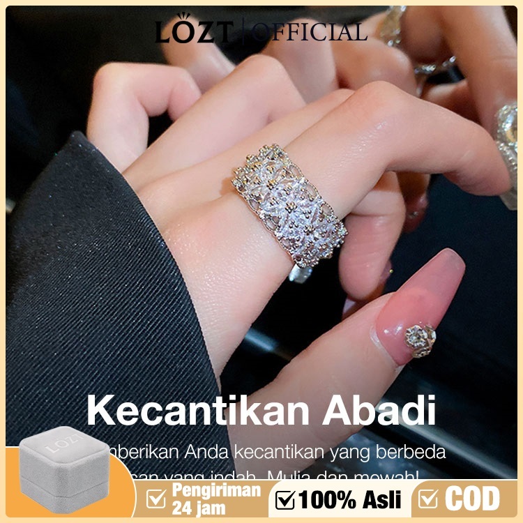 LOZT Cincin moissanite asli cincin berlian wanita cincin perak wanita asli sertifikat anti karat per