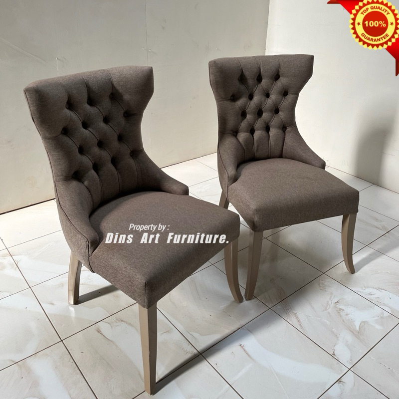 Kursi Makan Jok Kain Dapni - Kursi Makan Rangka Jati Busa