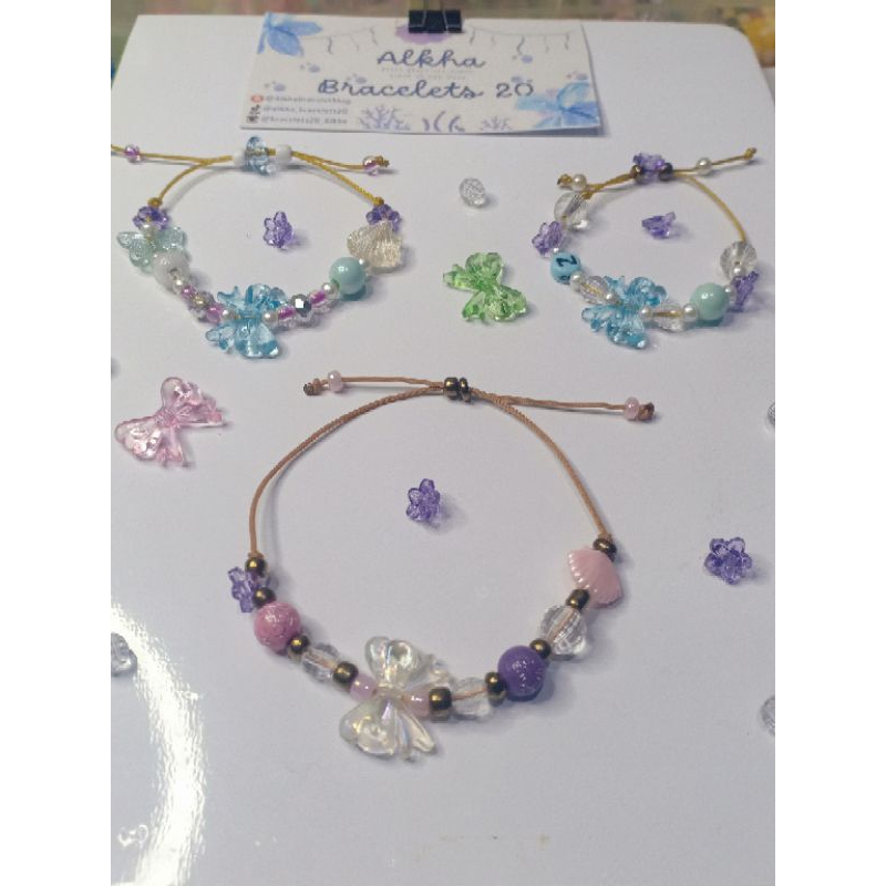 Gelang serut manik topping Pita/gelang viral/gelang serut